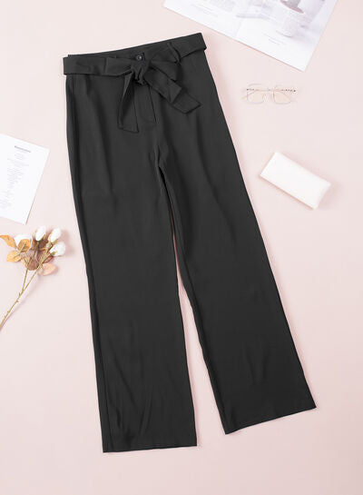 Gestrikte hoge taille rechte broek-Pantalons-Calora-Zwart-S-Calora