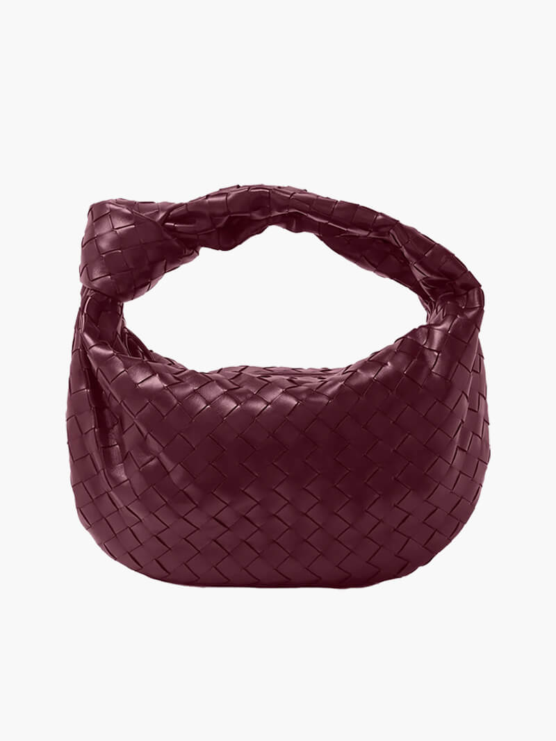 CALORA_ Gevlochten Knopen Faux Lederen Medium Tas voor Moderne Stijl