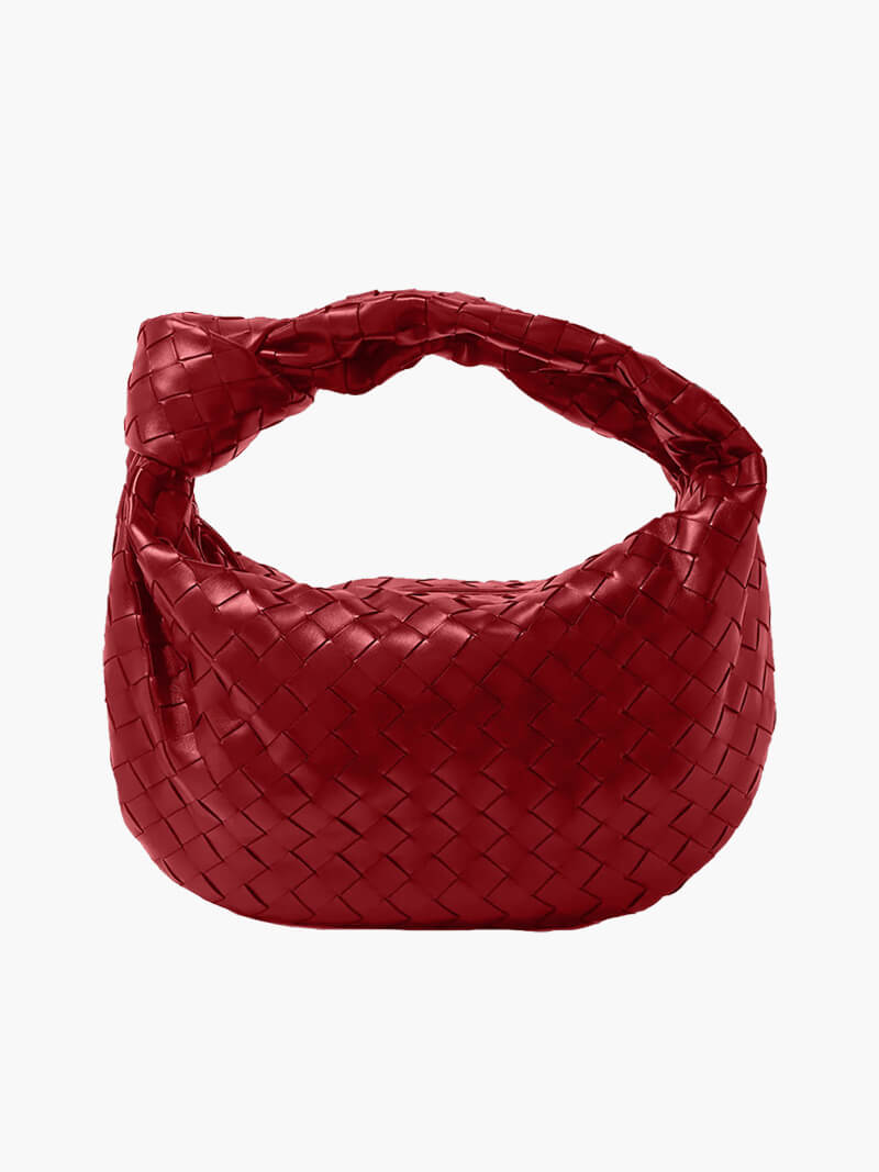 CALORA_ Gevlochten Knopen Faux Lederen Medium Tas voor Moderne Stijl