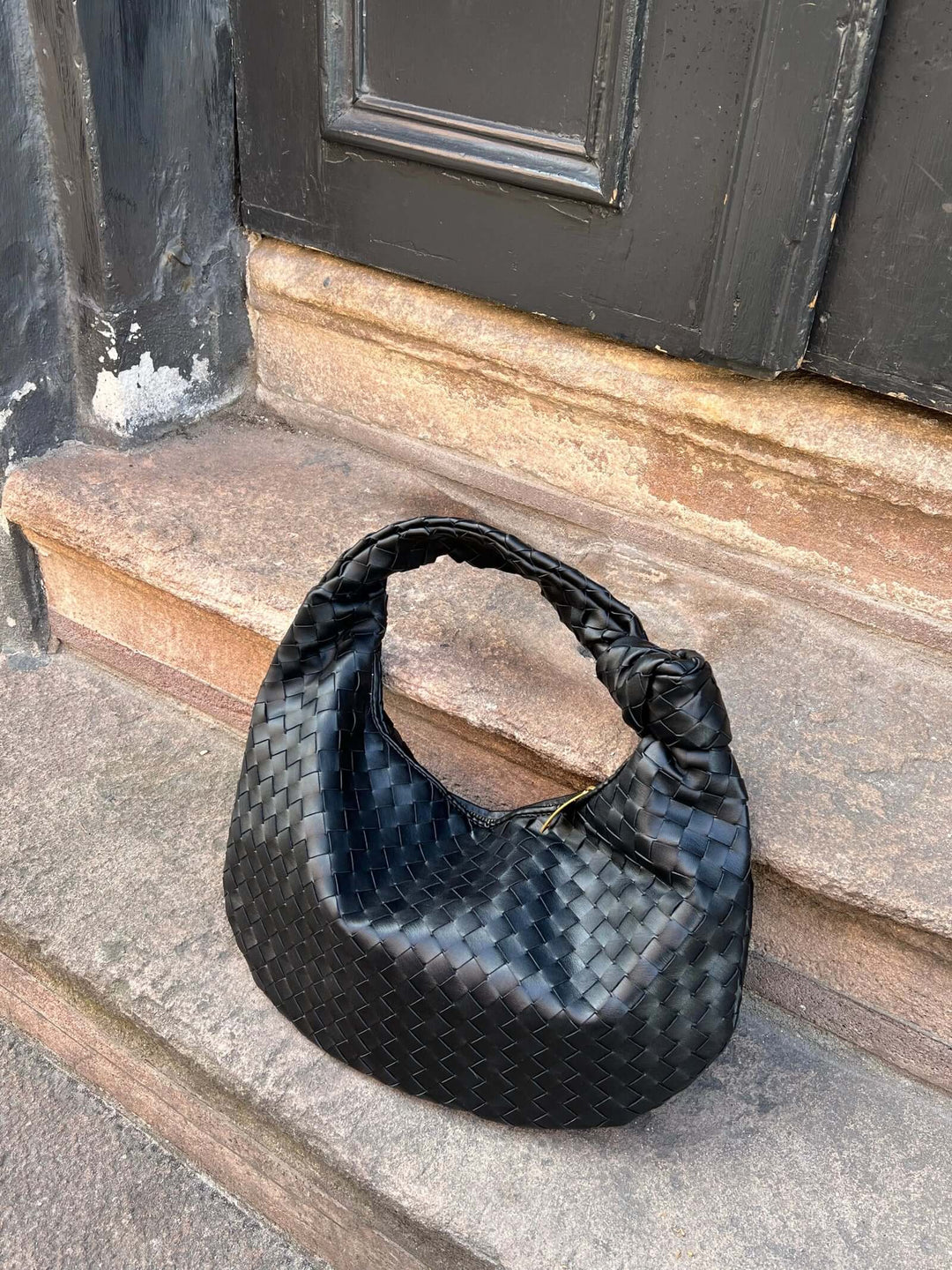 CALORA_ Gevlochten Knopen Faux Lederen Medium Tas voor Moderne Stijl