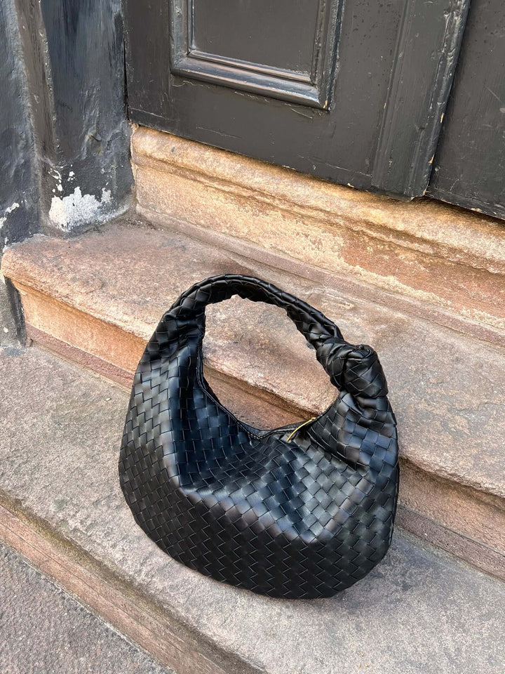 CALORA_ Gevlochten Knopen Faux Lederen Medium Tas voor Moderne Stijl