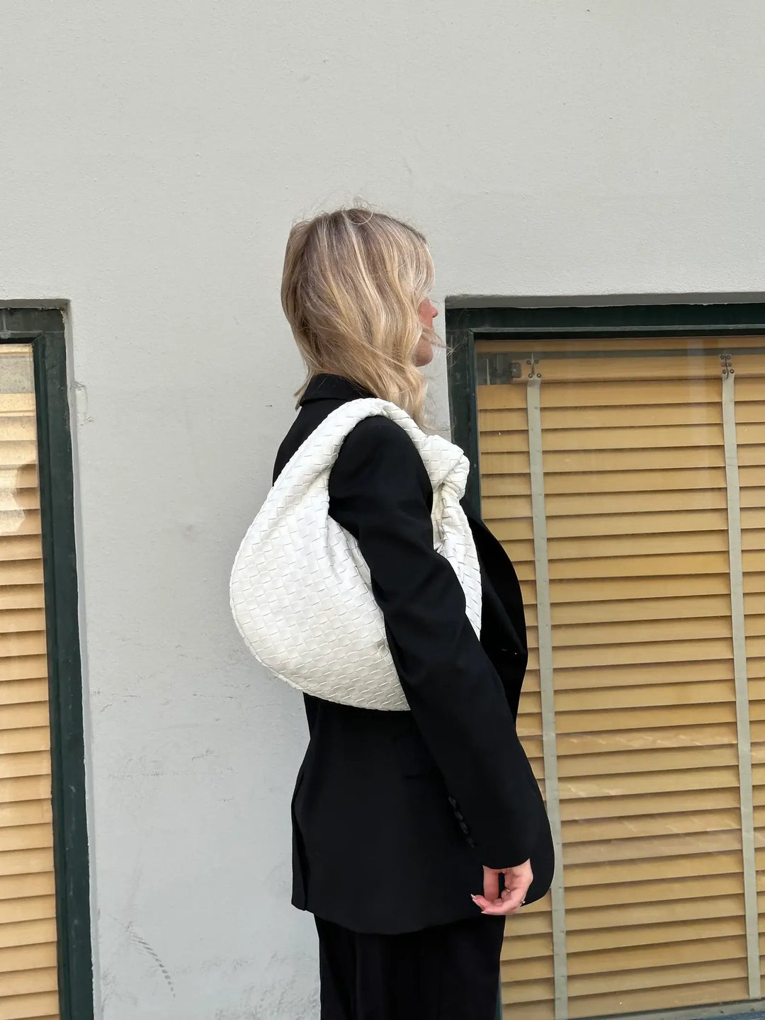 CALORA_ Gevlochten Knopen Faux Lederen Medium Tas voor Moderne Stijl