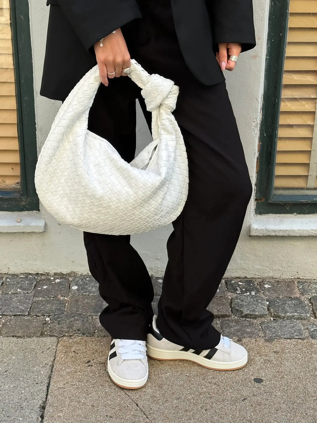 CALORA_ Gevlochten Knopen Faux Lederen Medium Tas voor Moderne Stijl