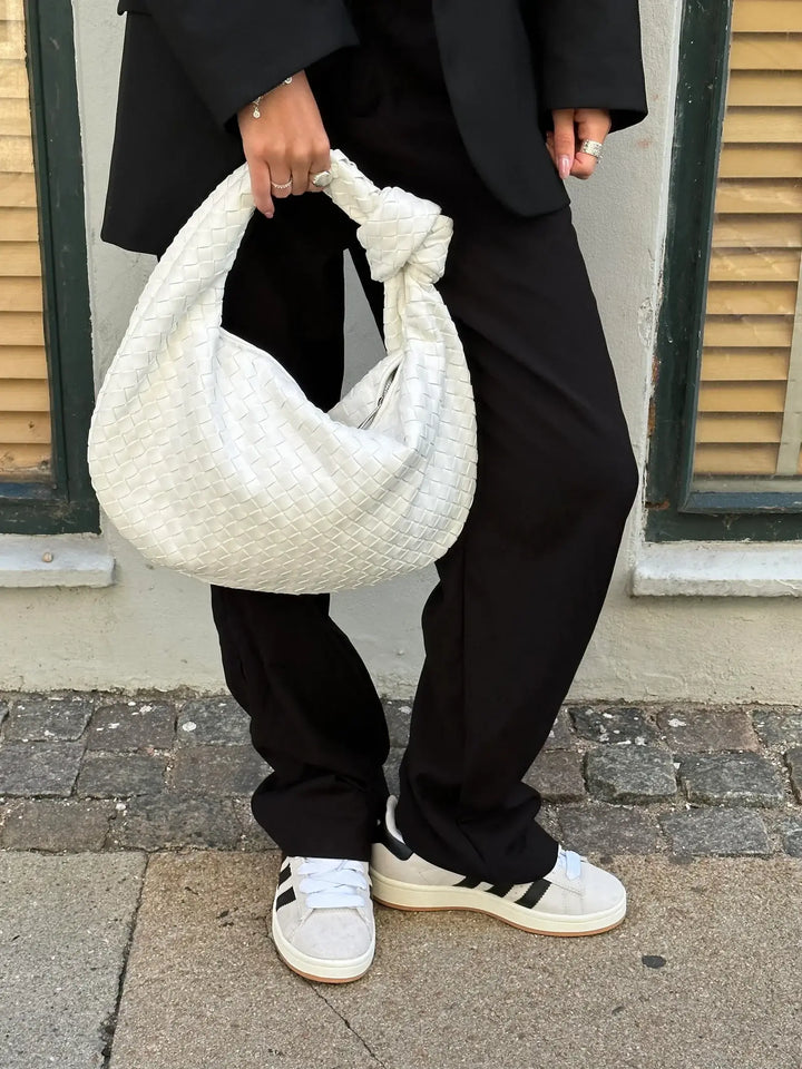 CALORA_ Gevlochten Knopen Faux Lederen Medium Tas voor Moderne Stijl