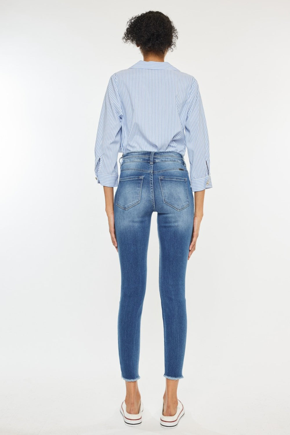 Gewassen denim skinny Spijkerbroek met ruwe rand-Pantalons-Calora-S-Calora