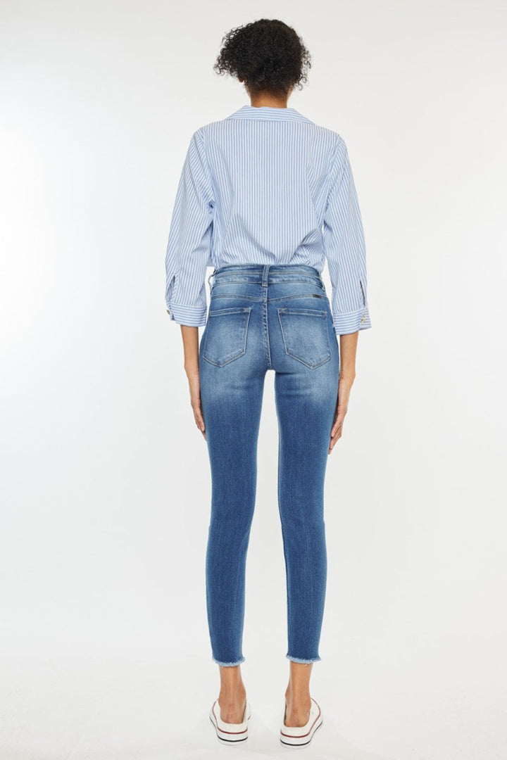 Gewassen denim skinny Spijkerbroek met ruwe rand-Pantalons-Calora-S-Calora