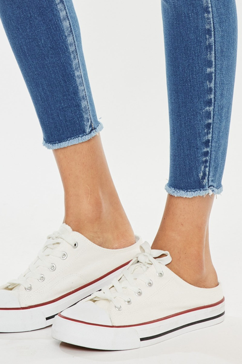 Gewassen denim skinny Spijkerbroek met ruwe rand-Pantalons-Calora-S-Calora