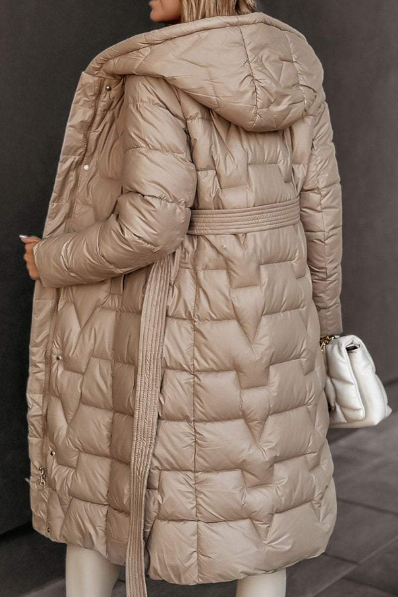 CALORA_ Gewatteerde Half-Lange Winterjas met Capuchon voor Dames