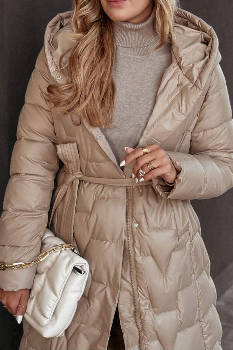 CALORA_ Gewatteerde Half-Lange Winterjas met Capuchon voor Dames