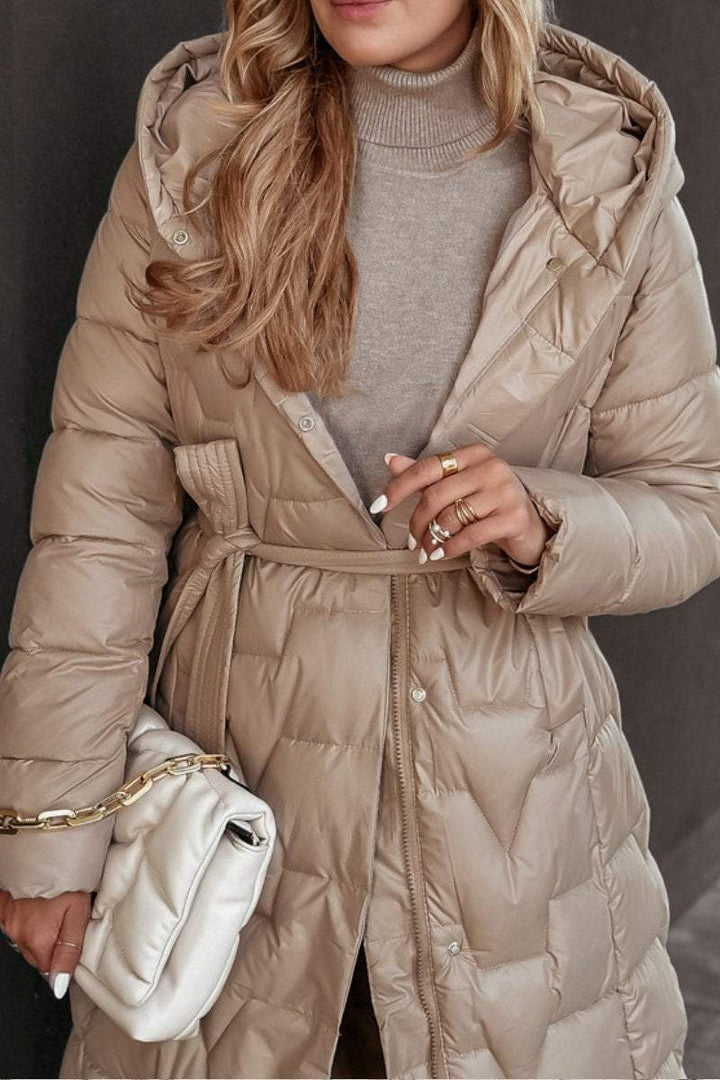 CALORA_ Gewatteerde Half-Lange Winterjas met Capuchon voor Dames