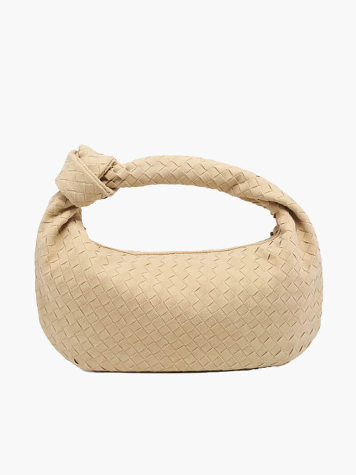 CALORA_ Geweven Suède Handtas Medium met Knoopdetail