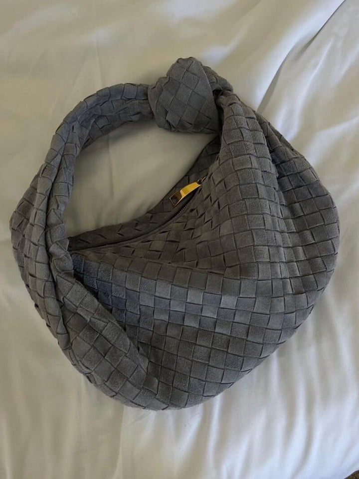 CALORA_ Geweven Suède Handtas Medium met Knoopdetail