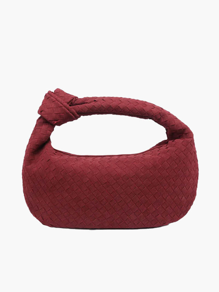 CALORA_ Geweven Suède Handtas Medium met Knoopdetail