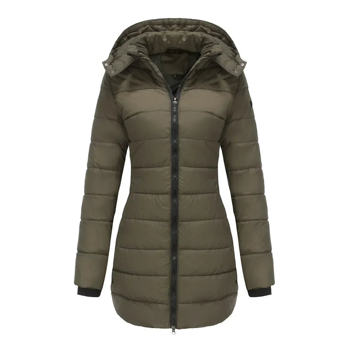 Ginevra | Winterjas voor dames met afneembare gewatteerde capuchon-Zomer Jassen-Calora-Abrikoos-S-Calora