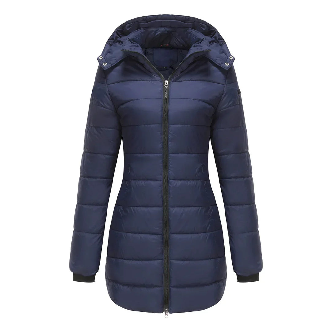 Ginevra | Winterjas voor dames met afneembare gewatteerde capuchon-Zomer Jassen-Calora-Donkerblauw-S-Calora