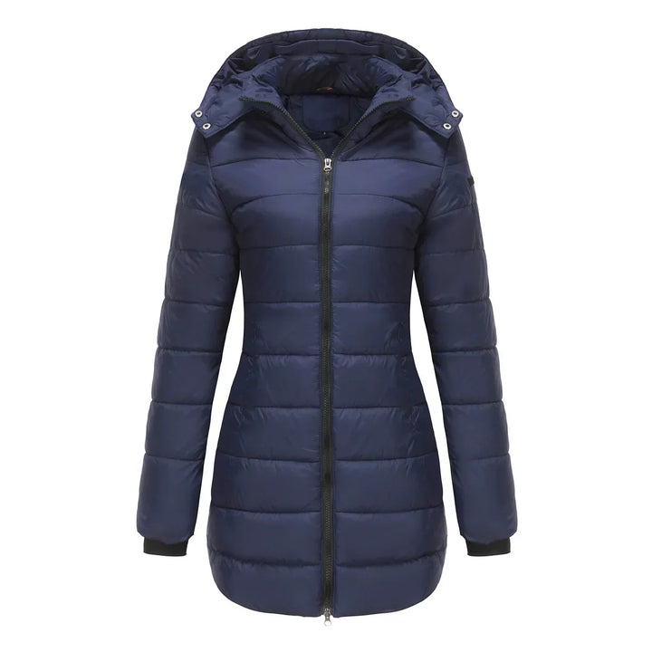 Ginevra | Winterjas voor dames met afneembare gewatteerde capuchon-Zomer Jassen-Calora-Donkerblauw-S-Calora