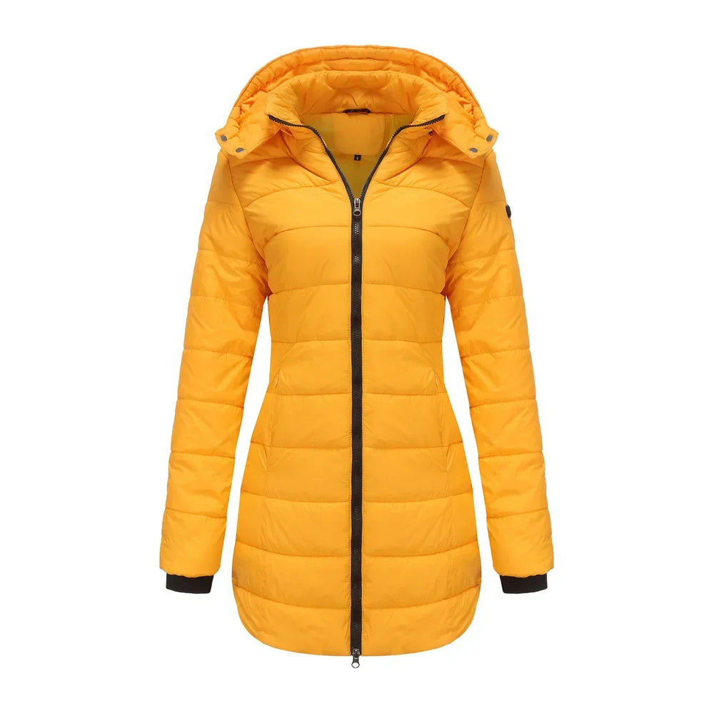 Ginevra | Winterjas voor dames met afneembare gewatteerde capuchon-Zomer Jassen-Calora-Geel-S-Calora