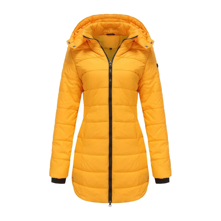 Ginevra | Winterjas voor dames met afneembare gewatteerde capuchon-Zomer Jassen-Calora-Geel-S-Calora