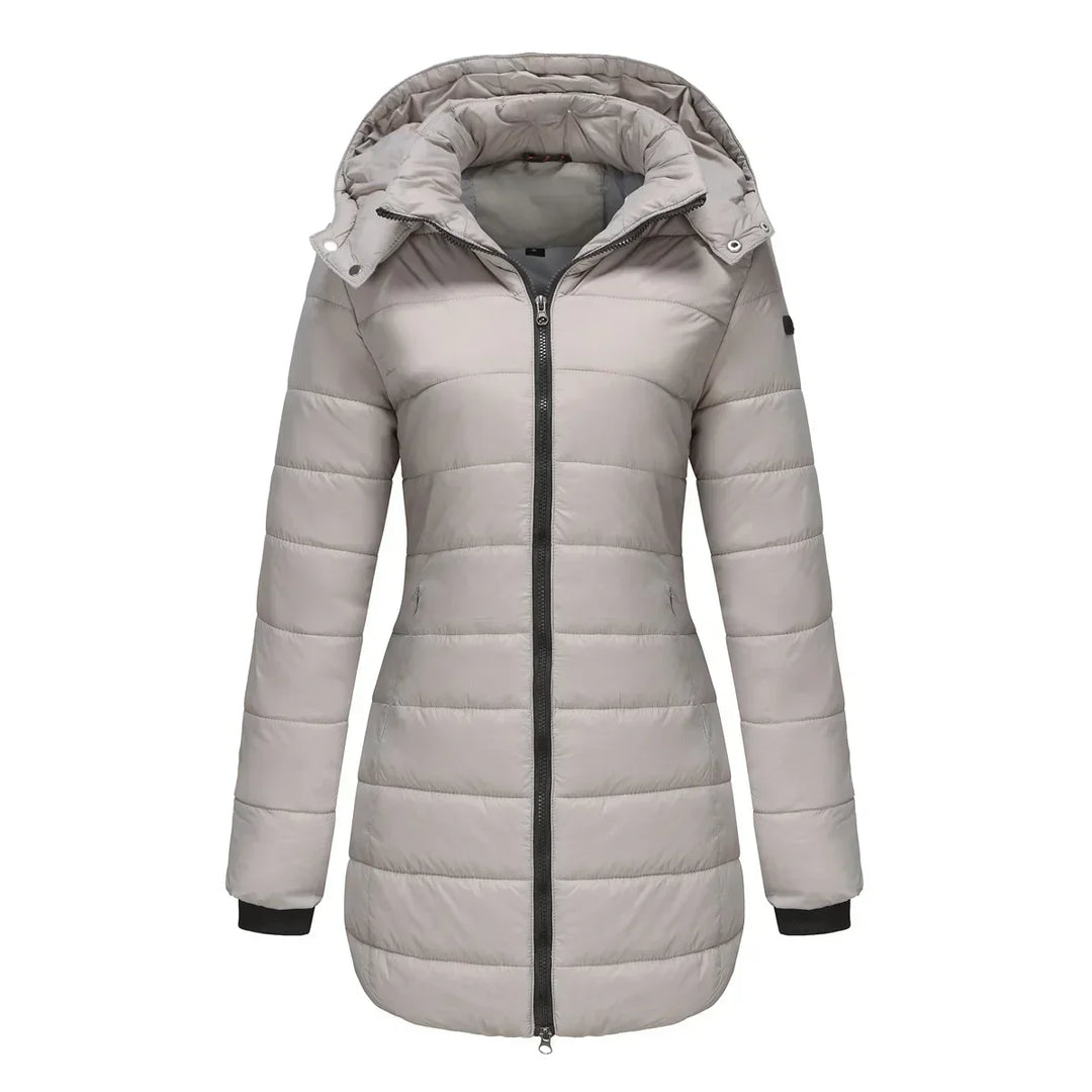 Ginevra | Winterjas voor dames met afneembare gewatteerde capuchon-Zomer Jassen-Calora-Grijs-S-Calora
