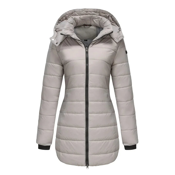 Ginevra | Winterjas voor dames met afneembare gewatteerde capuchon-Zomer Jassen-Calora-Grijs-S-Calora