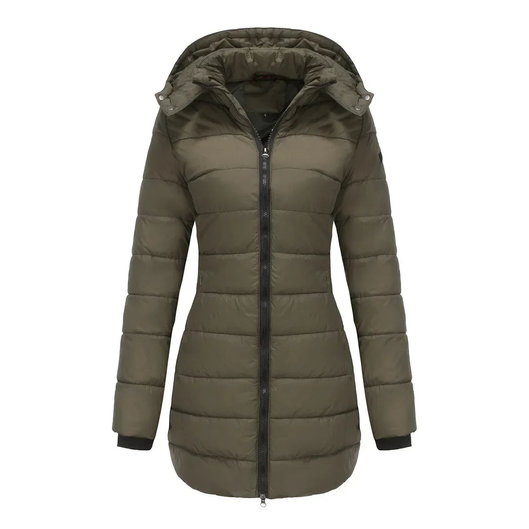 Ginevra | Winterjas voor dames met afneembare gewatteerde capuchon-Zomer Jassen-Calora-Groente-S-Calora