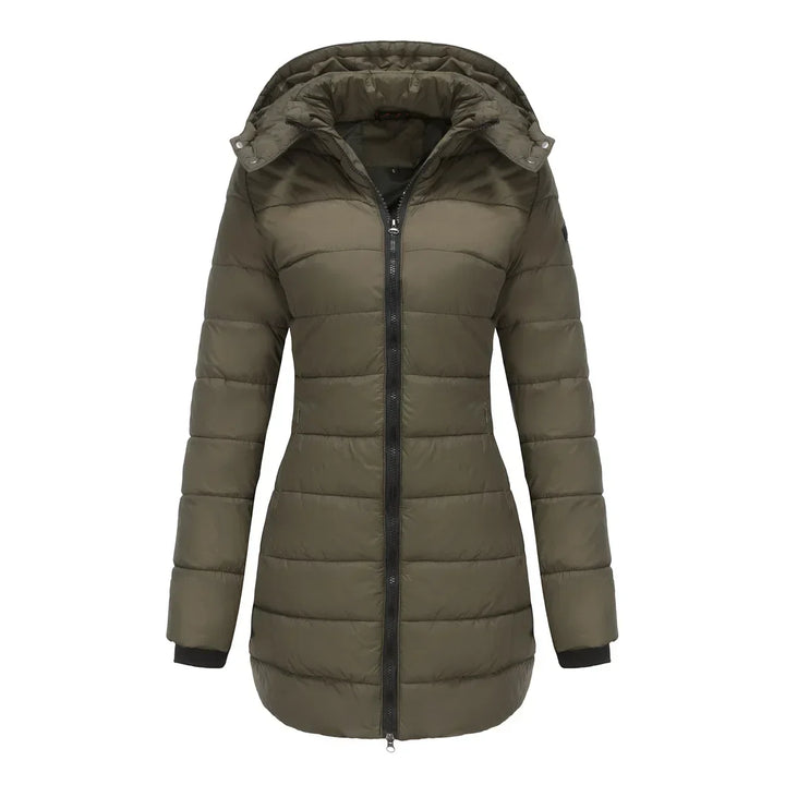 Ginevra | Winterjas voor dames met afneembare gewatteerde capuchon-Zomer Jassen-Calora-Groente-S-Calora