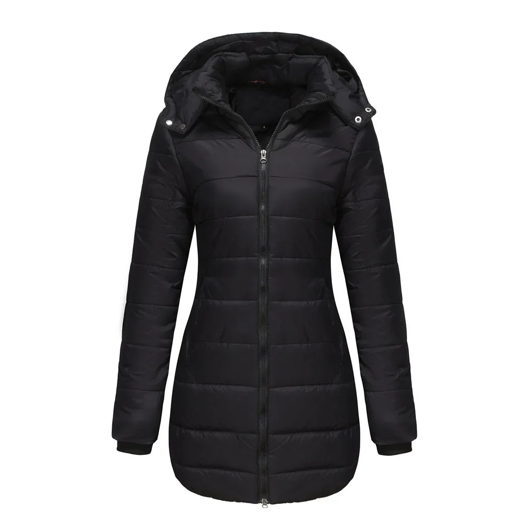 Ginevra | Winterjas voor dames met afneembare gewatteerde capuchon-Zomer Jassen-Calora-Zwart-S-Calora