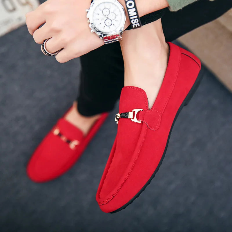 Giuliano | Elegante Suède Slip-on Loafers - Instappers-Loafers-Calora-Rood-38-Calora