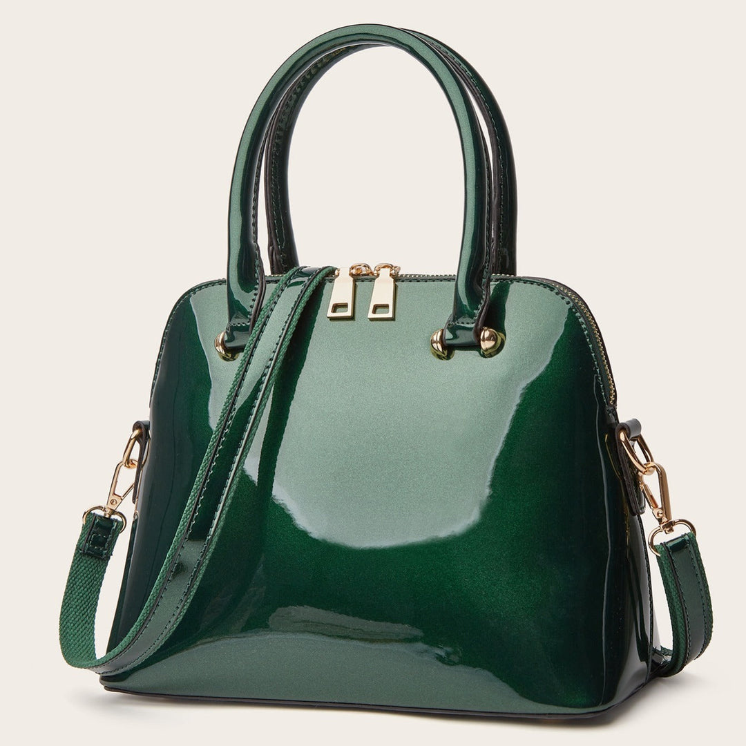 Glanzende Hand- en Schoudertas | Luxe en Functioneel-Handtassen-Calora-Groen-Calora