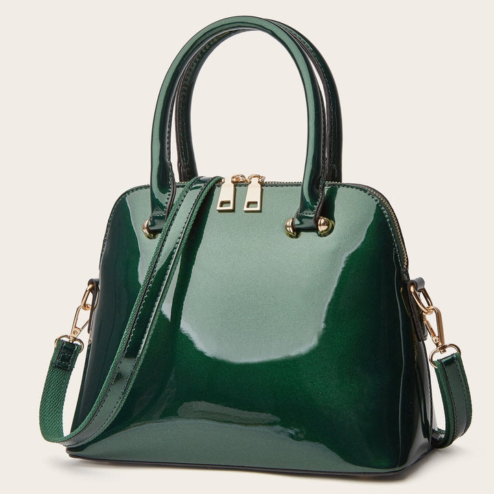 Glanzende Hand- en Schoudertas | Luxe en Functioneel-Handtassen-Calora-Groen-Calora
