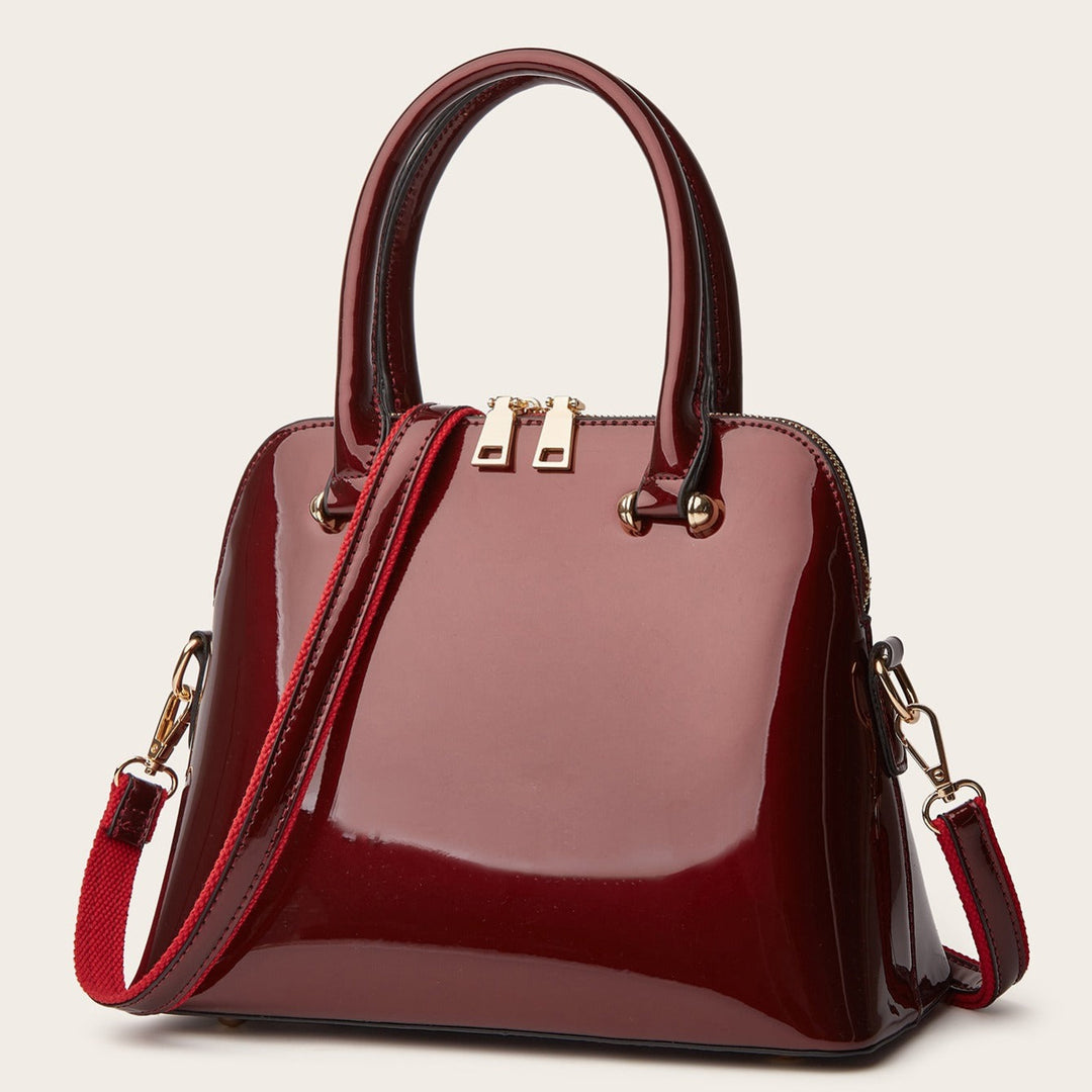 Glanzende Hand- en Schoudertas | Luxe en Functioneel-Handtassen-Calora-Rood-Calora