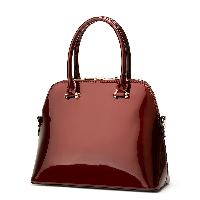 Glanzende Hand- en Schoudertas | Luxe en Functioneel-Handtassen-Calora-Zwart-Calora