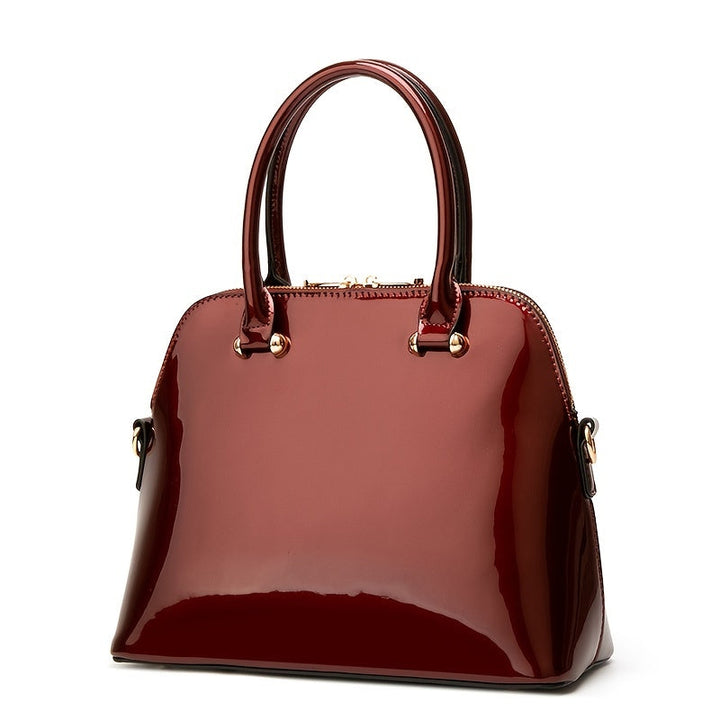 Glanzende Hand- en Schoudertas | Luxe en Functioneel-Handtassen-Calora-Zwart-Calora