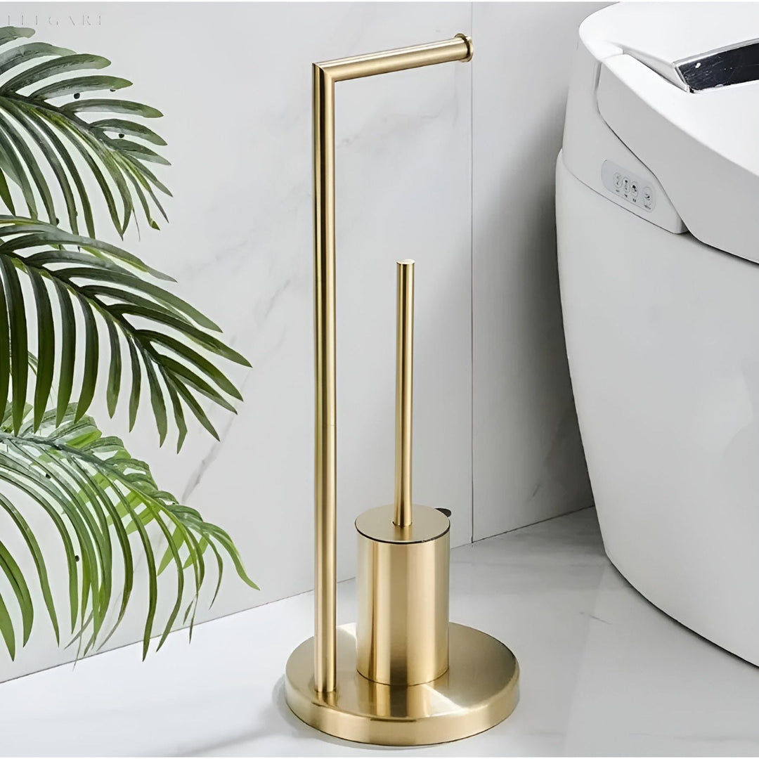 CALORA_ Gouden Moderne Toiletpapierhouder met Ingebouwde Borstel voor badkamer