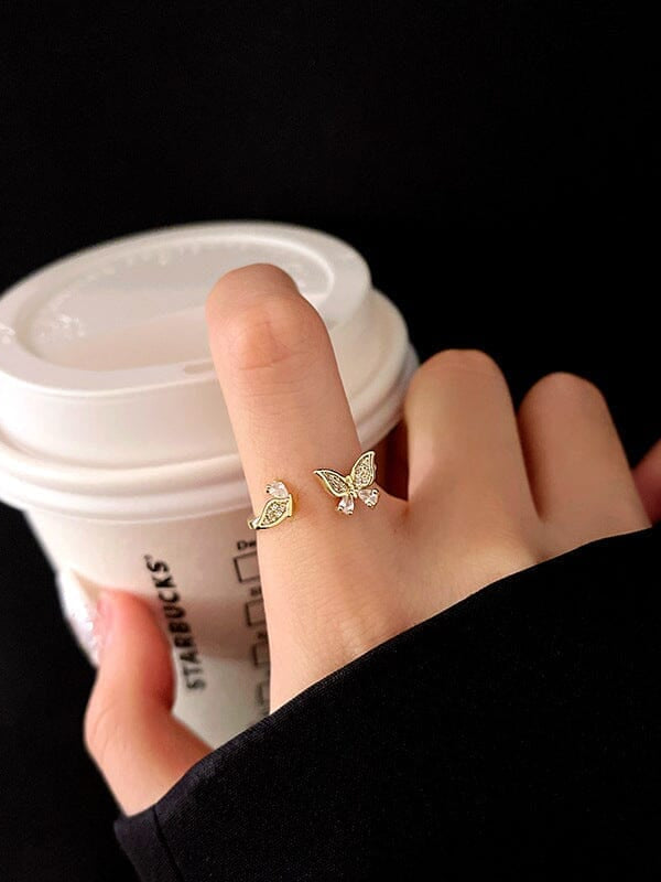 Gouden Vlinder Zircon Ring-Ringen-Calora-Calora