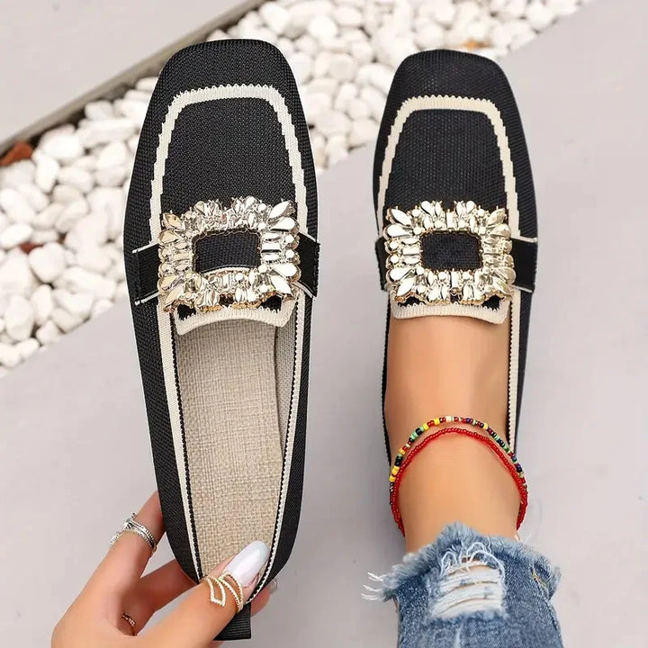 CALORA_ Grote Maat Vrouwen Flats Slip-on Vierkante Kop Ademende Espadrilles