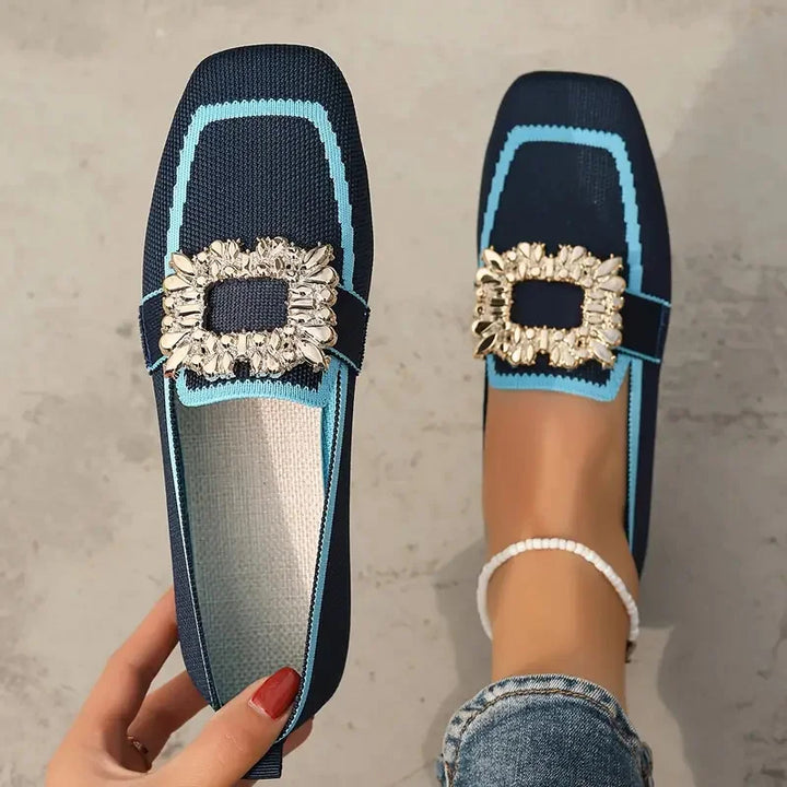 CALORA_ Grote Maat Vrouwen Flats Slip-on Vierkante Kop Ademende Espadrilles