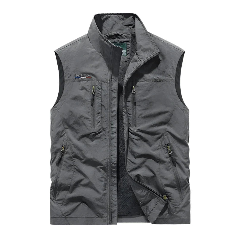 Guido | Multi-pocket Nylon Bodywarmer voor heren-Bodywarmers-Calora-Grijs-M-Calora