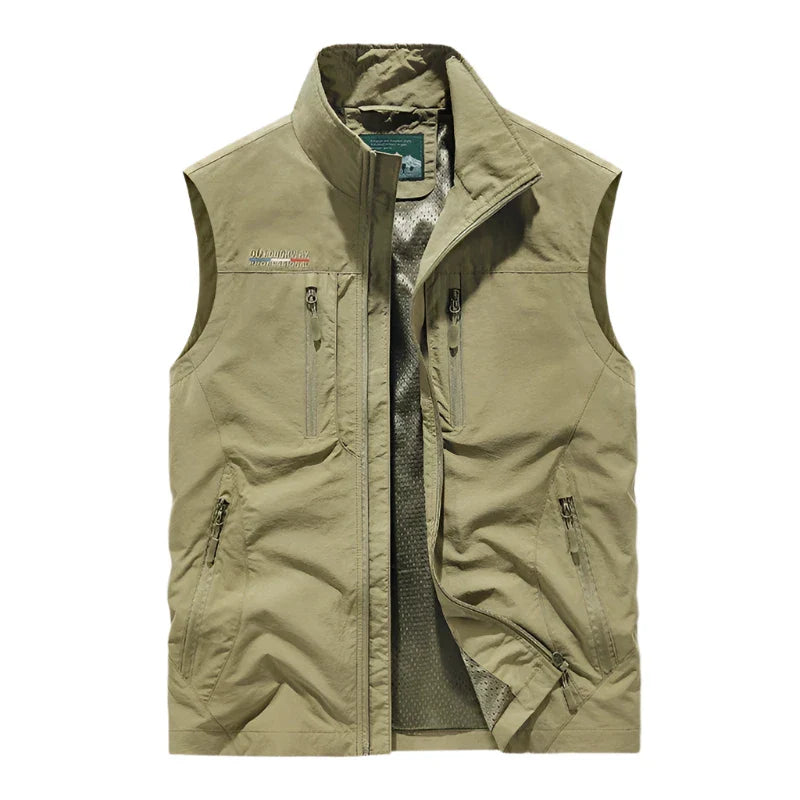 Guido | Multi-pocket Nylon Bodywarmer voor heren-Bodywarmers-Calora-Khaki-M-Calora