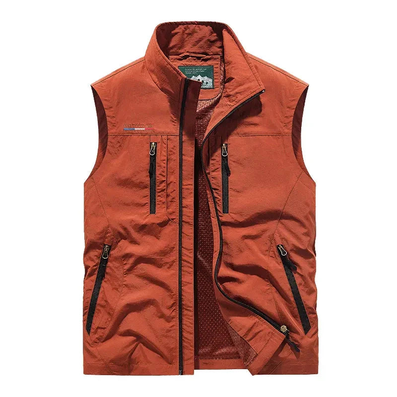 Guido | Multi-pocket Nylon Bodywarmer voor heren-Bodywarmers-Calora-Oranje-M-Calora