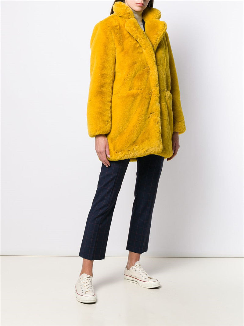 CALORA_ Halflange Sherpa Imitatiebontjas voor Dames - Zacht en warm