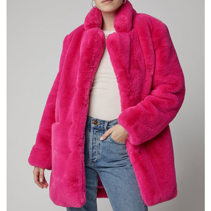 CALORA_ Halflange Sherpa Imitatiebontjas voor Dames - Zacht en warm