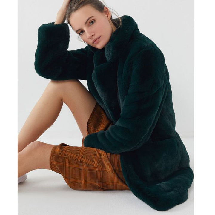 CALORA_ Halflange Sherpa Imitatiebontjas voor Dames - Zacht en warm