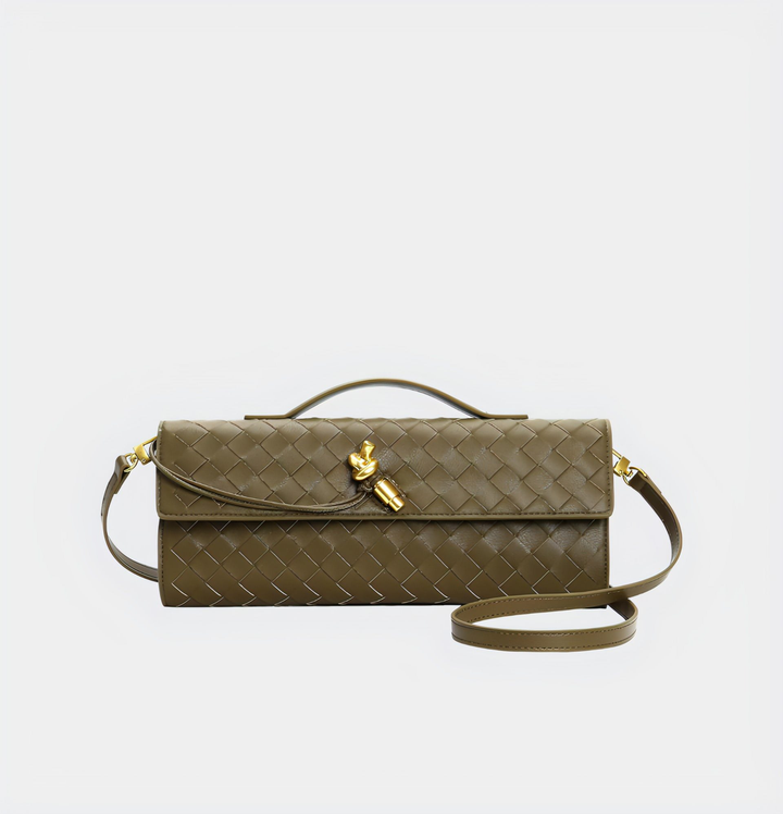 CALORA_ Handgeweven Leren Schoudertas voor Stijlvolle Crossbody Draagwijze