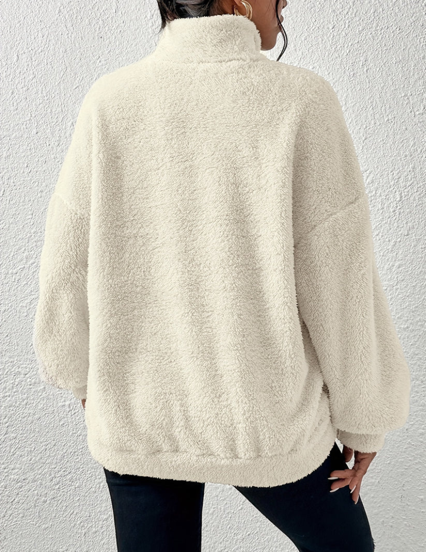 Hania | Fluffy fleece trui-Blazers & Vesten-Calora-Abrikoos-XS-Calora