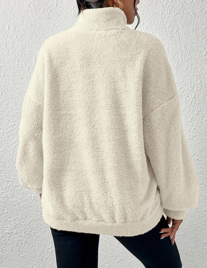 Hania | Fluffy fleece trui-Blazers & Vesten-Calora-Abrikoos-XS-Calora