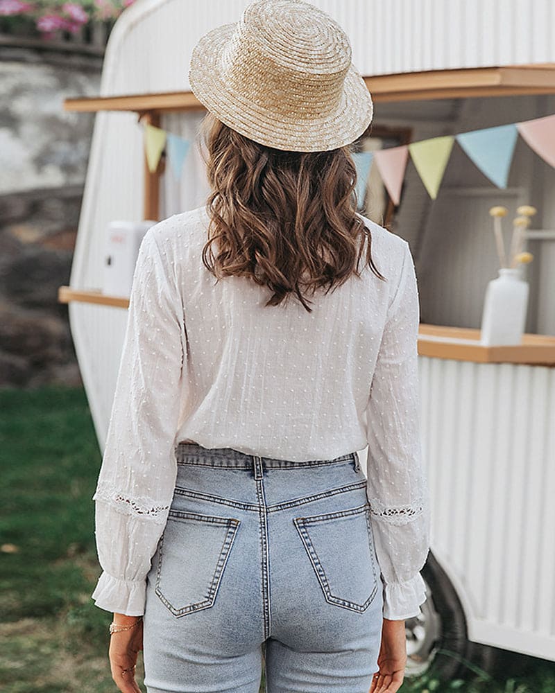 Hannah | Elegante Witte Kanten Blouse-Blouses-Calora-S-Calora