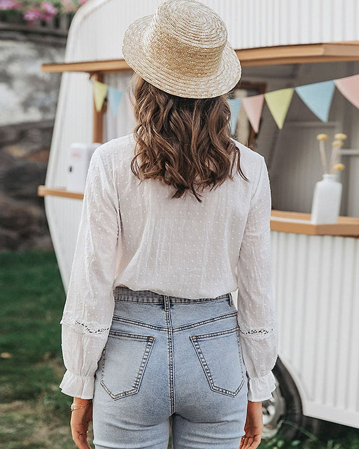 Hannah | Elegante Witte Kanten Blouse-Blouses-Calora-S-Calora