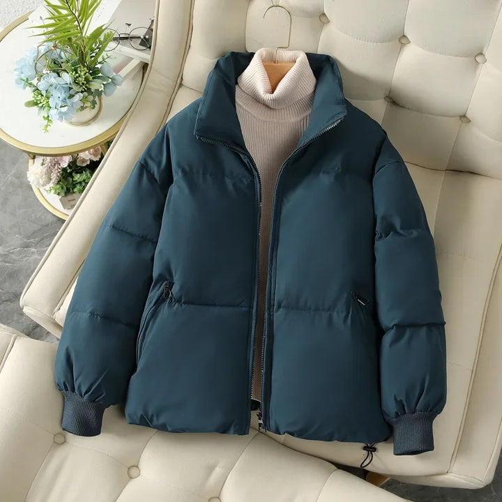 Hara | Dames herfst/winter pufferjas met opstaande kraag-Zomer Jassen-Calora-Blauw-S-Calora