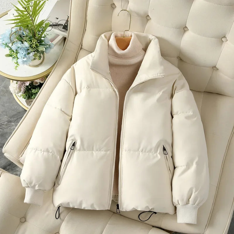 Hara | Dames herfst/winter pufferjas met opstaande kraag-Zomer Jassen-Calora-Crèmewit-S-Calora